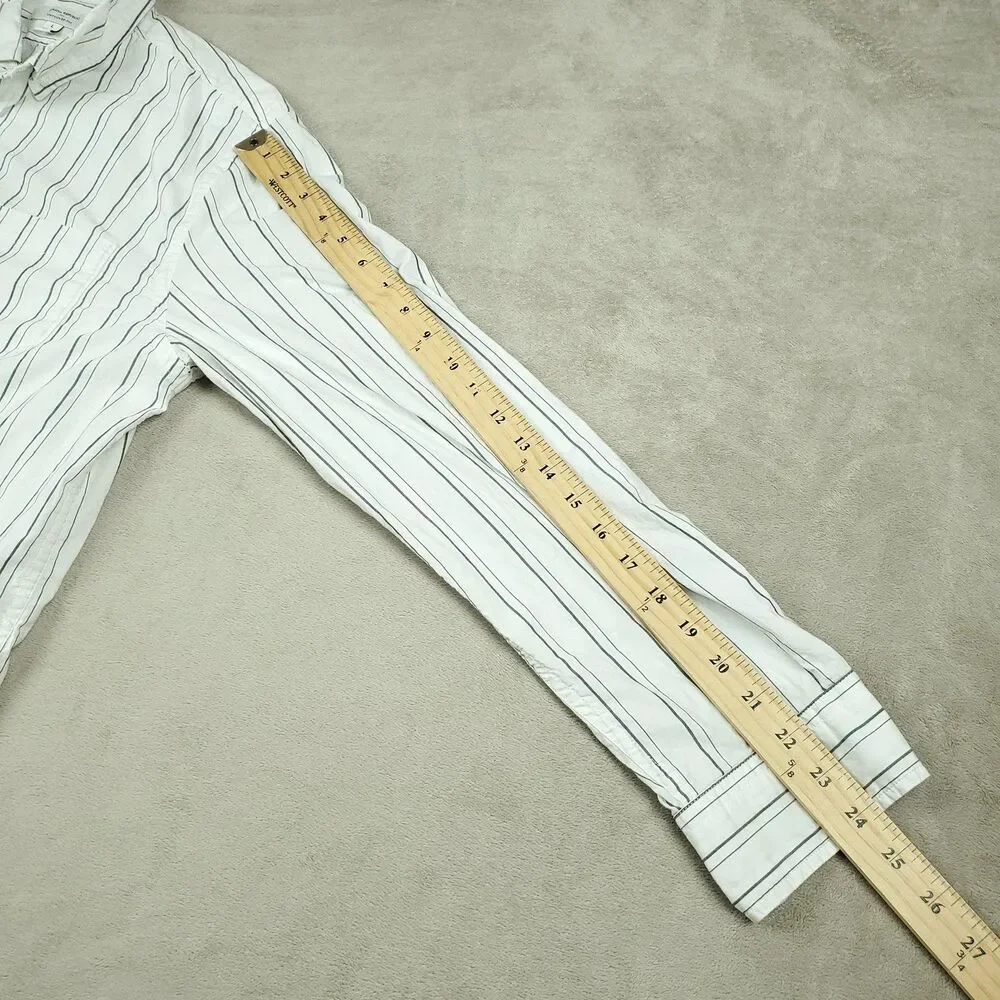 Banana Republic Shirt Mens Large White Stripe Untucked Fit Button Up Casual